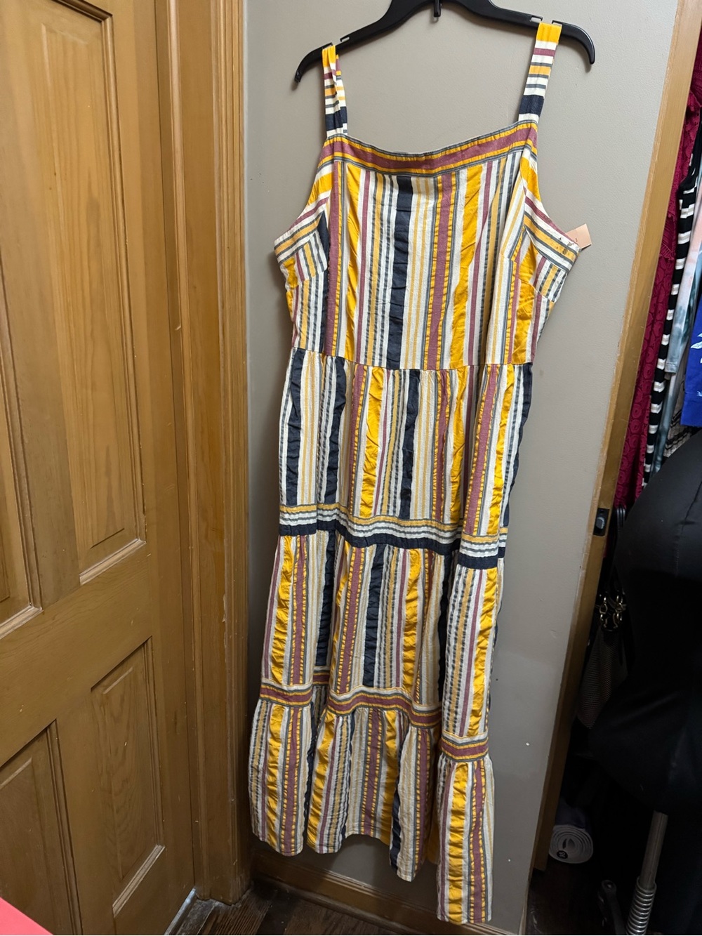 LOFT Striped Maxi/ankle length Dress in Yellow, Orange and Cream - Picture 3 of 4